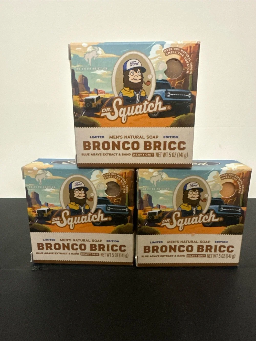 Lot of 3 Dr. Squatch Bronco Bricc Men's Natural Soap - Brown & Tan